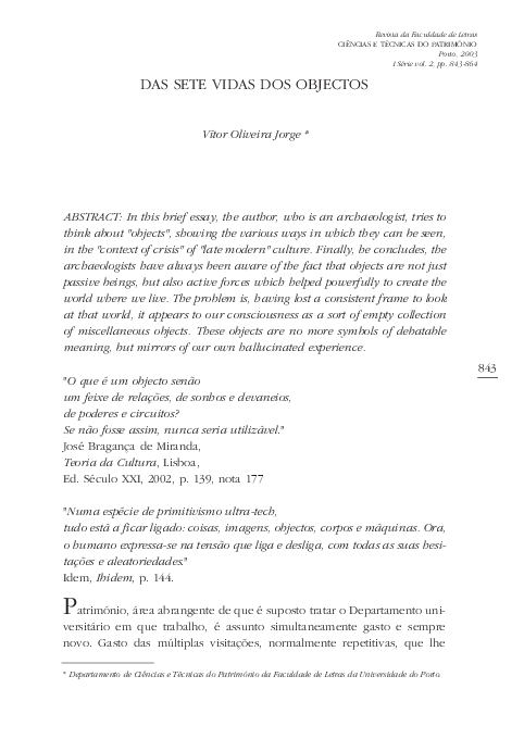 (PDF) Das sete vidas dos objectos
