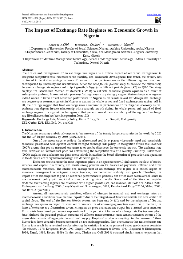 (PDF) The Impact of Exchange Rate Regimes on Economic Growth