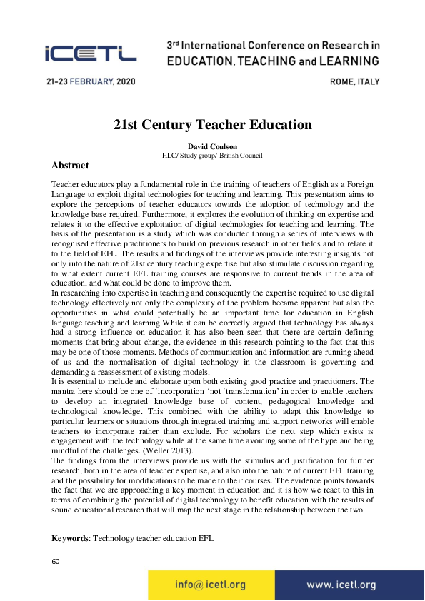 (PDF) 21st Century Teacher Education