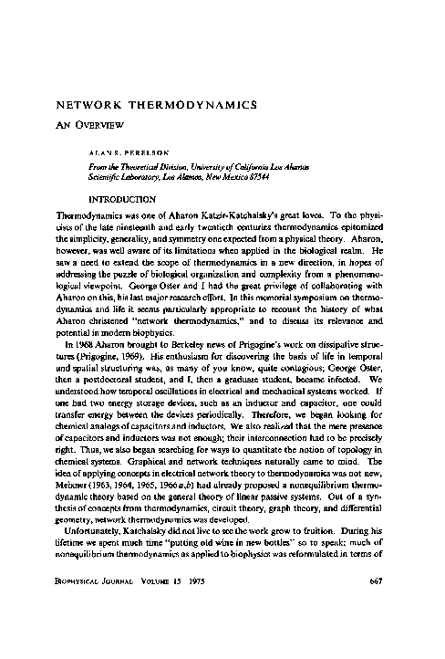 (PDF) Network thermodynamics. An overview