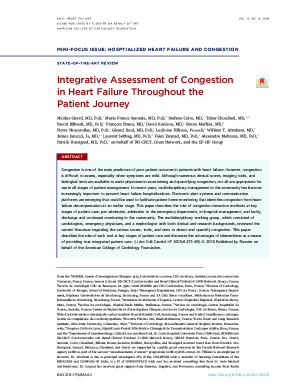 (PDF) Integrative Assessment of Congestion in Heart Failure Throughout ...