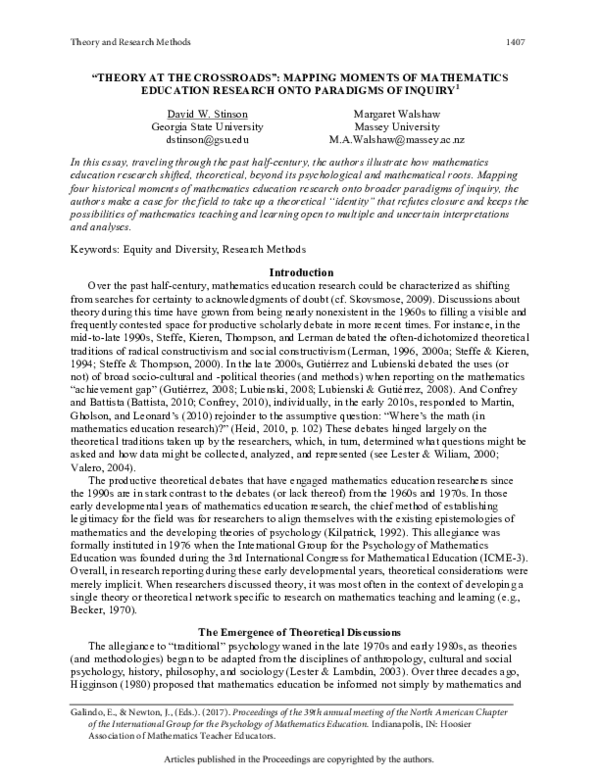 (PDF) Theory at the Crossroads": Mapping Moments of Mathematics ...