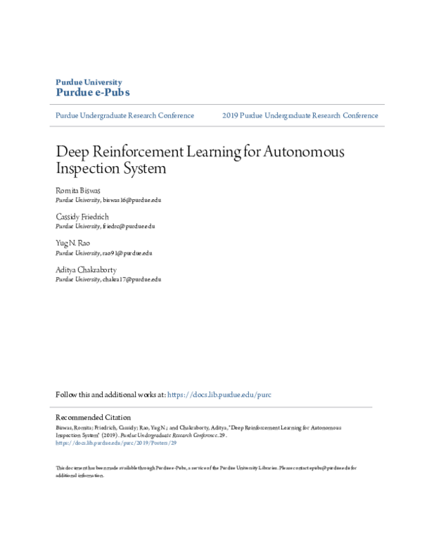 (PDF) Deep Reinforcement Learning for Autonomous Inspection System
