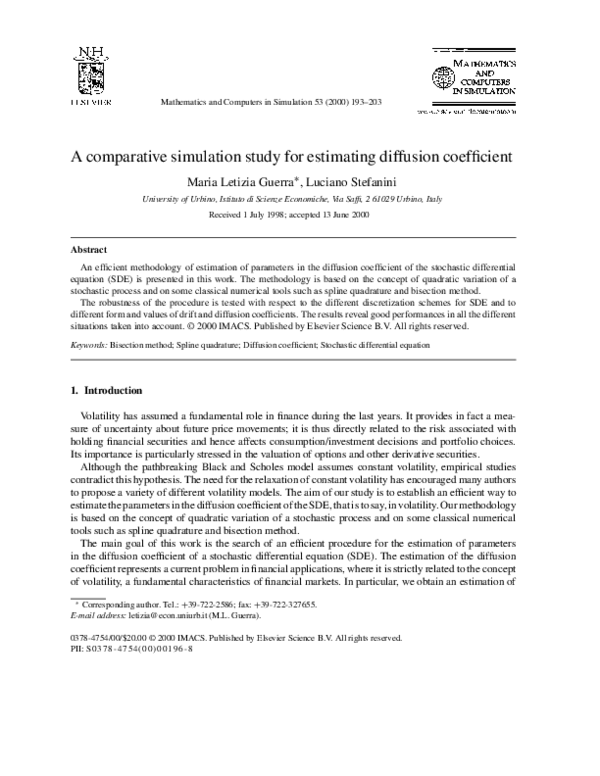 (PDF) A comparative simulation study for estimating diffusion coefficient