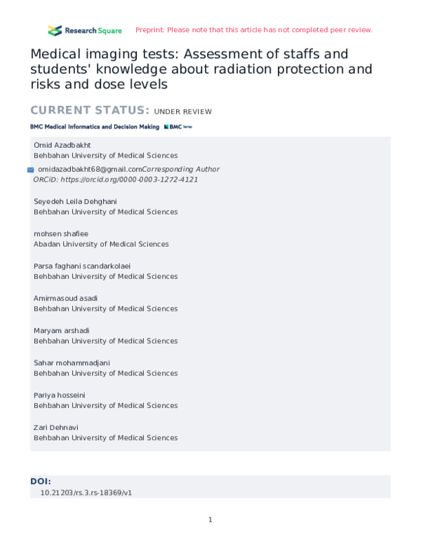(PDF) Medical imaging tests: Assessment of staffs and students ...
