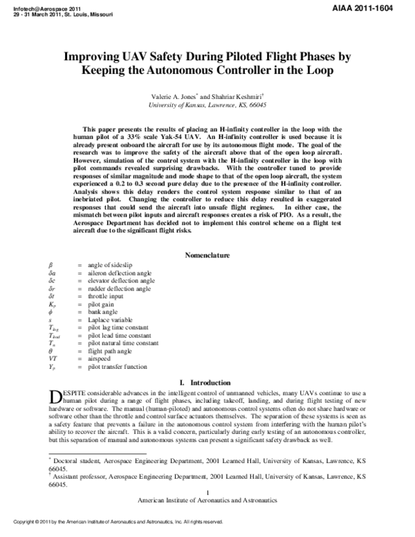 (PDF) Improving UAV Safety During Piloted Flight Phases by Keeping the ...