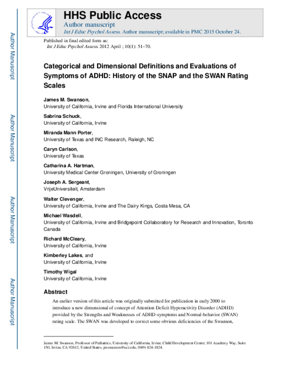 (PDF) Categorical and Dimensional Definitions and Evaluations of ...