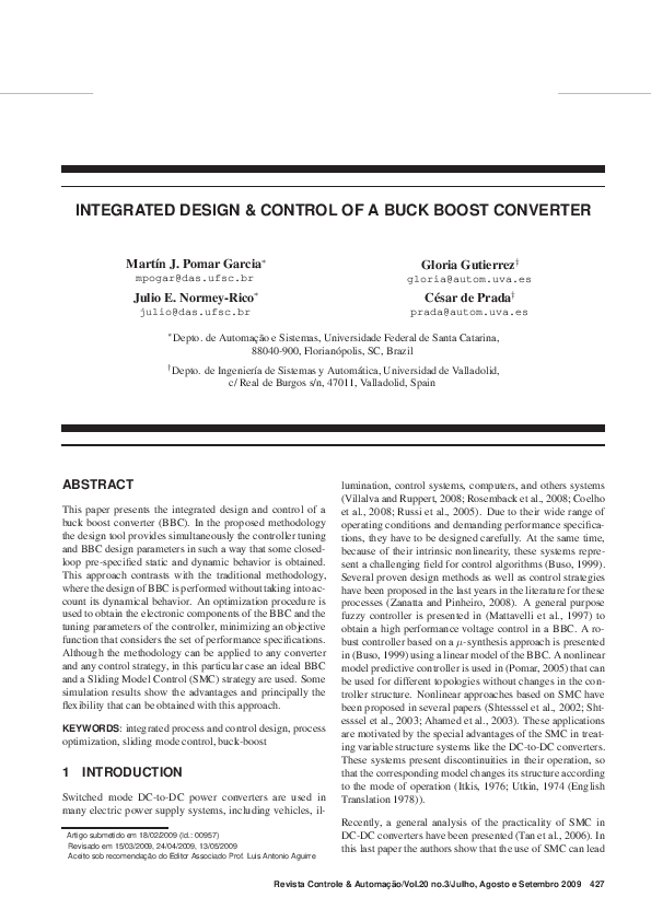 (PDF) Integrated design & control of a buck boost converter