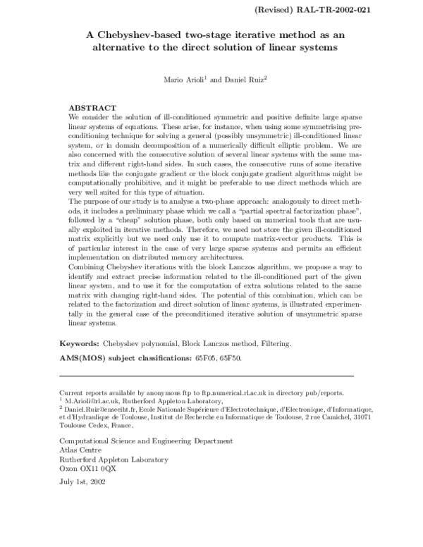 (PDF) A Chebyshev-Based Two-Stage Iterative Method As An Alternative to ...