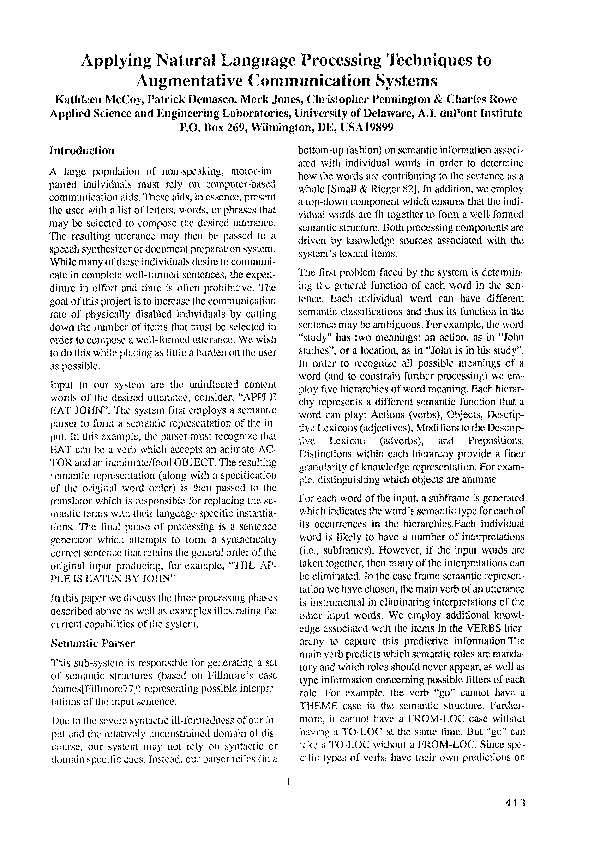 (PDF) Applying natural language processing techniques to augmentative ...