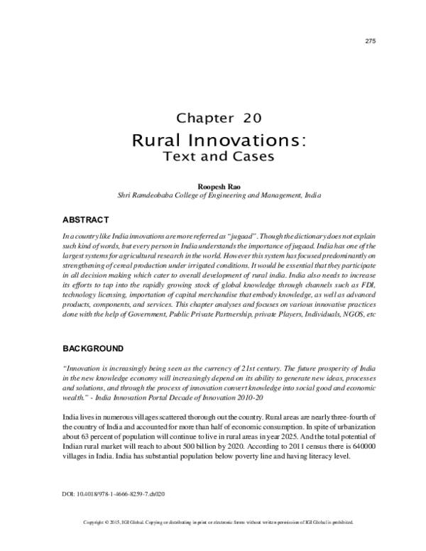 (PDF) Rural Innovations