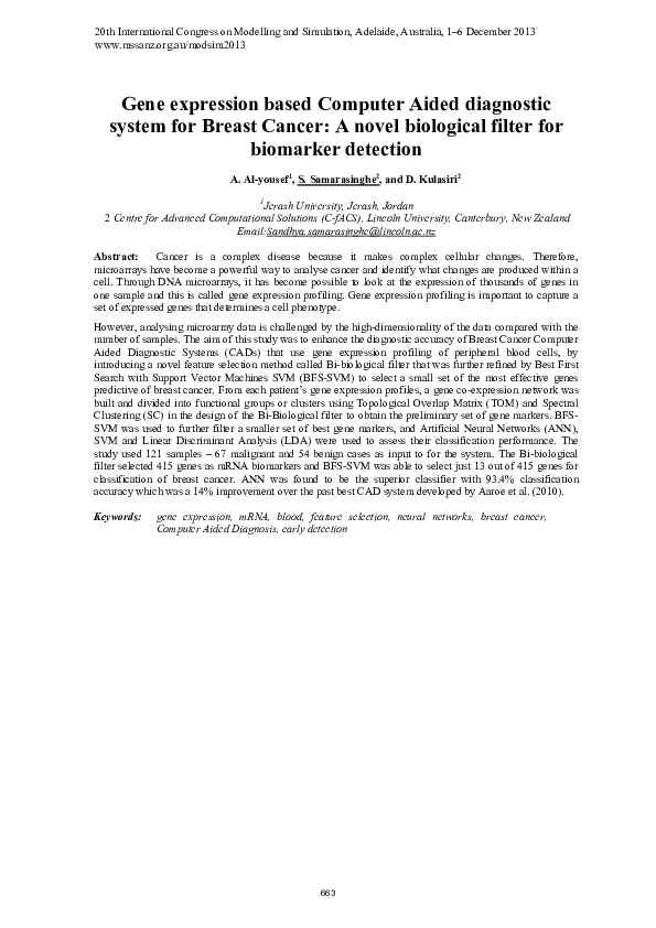 (PDF) Gene expression based Computer Aided diagnostic system for Breast ...