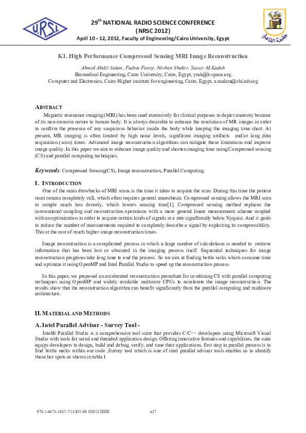 (PDF) K1. High performance compressed sensing MRI image reconstruction