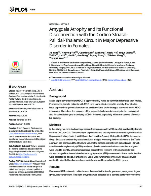 (PDF) Amygdala Atrophy and Its Functional Disconnection with the ...
