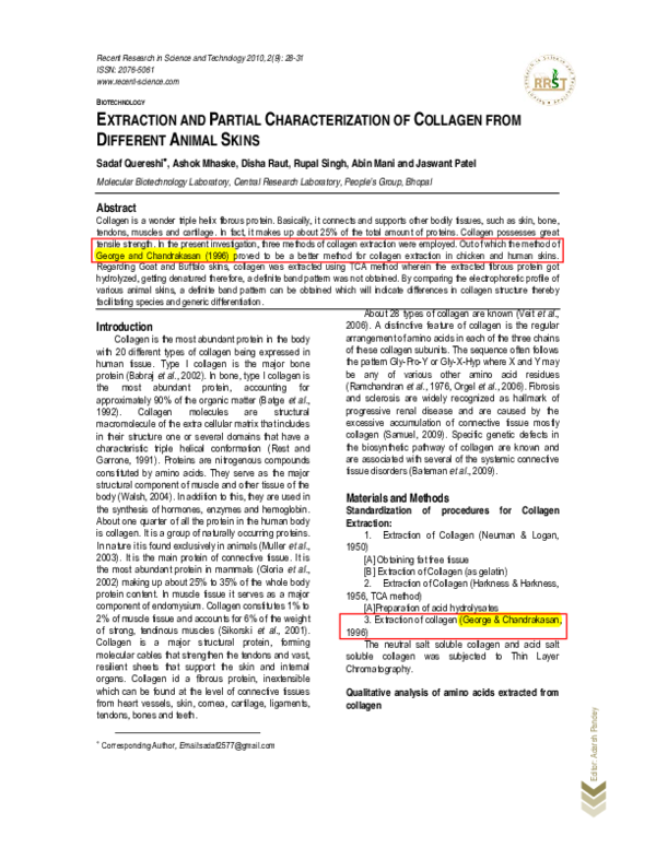 (PDF) Extraction and partial characterization of collagen from ...
