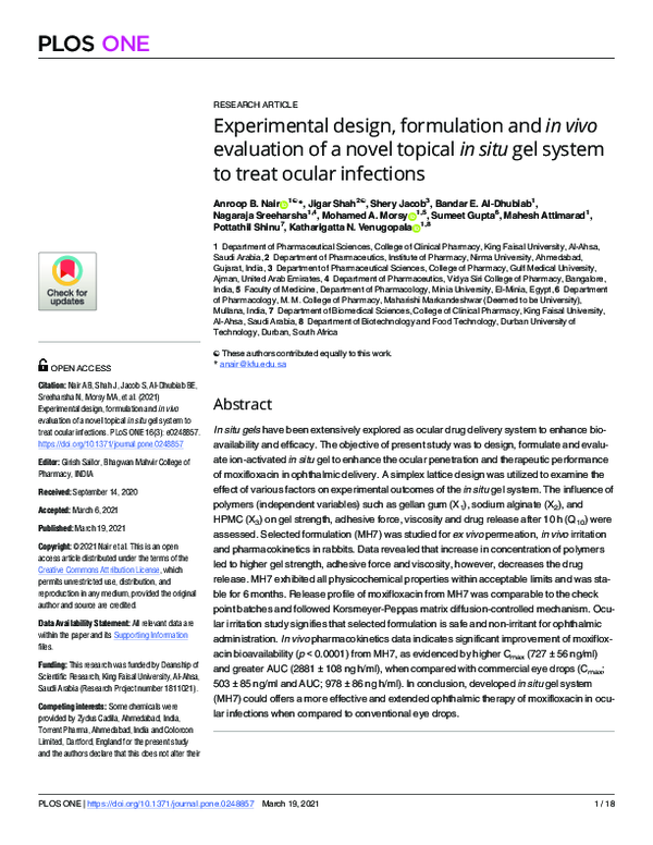 (PDF) Experimental design, formulation and in vivo evaluation of a ...