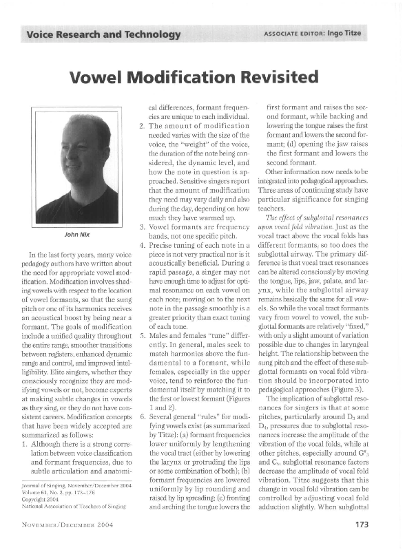 (PDF) Vowel Modification Revisited