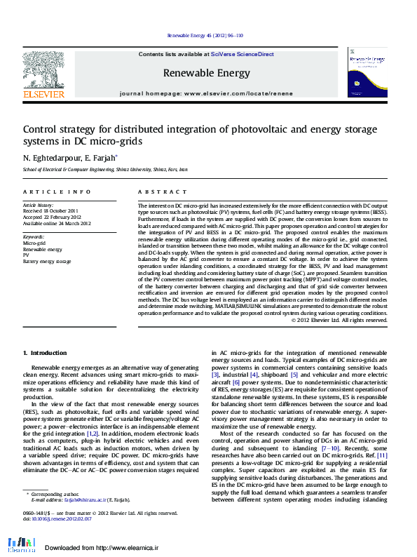 (PDF) Control strategy for distributed integration of photovoltaic and ...