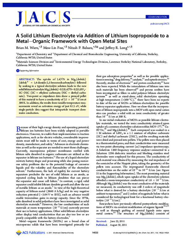 (PDF) Solid Lithium Electrolyte via Addition of Lithium Salts to Metal ...