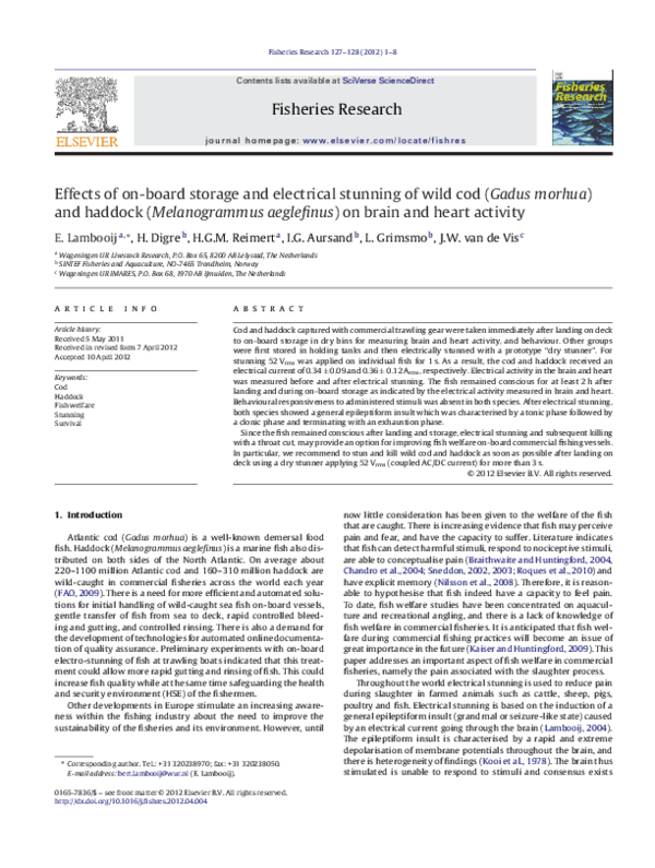 (PDF) Effects of on-board storage and electrical stunning of wild cod ...