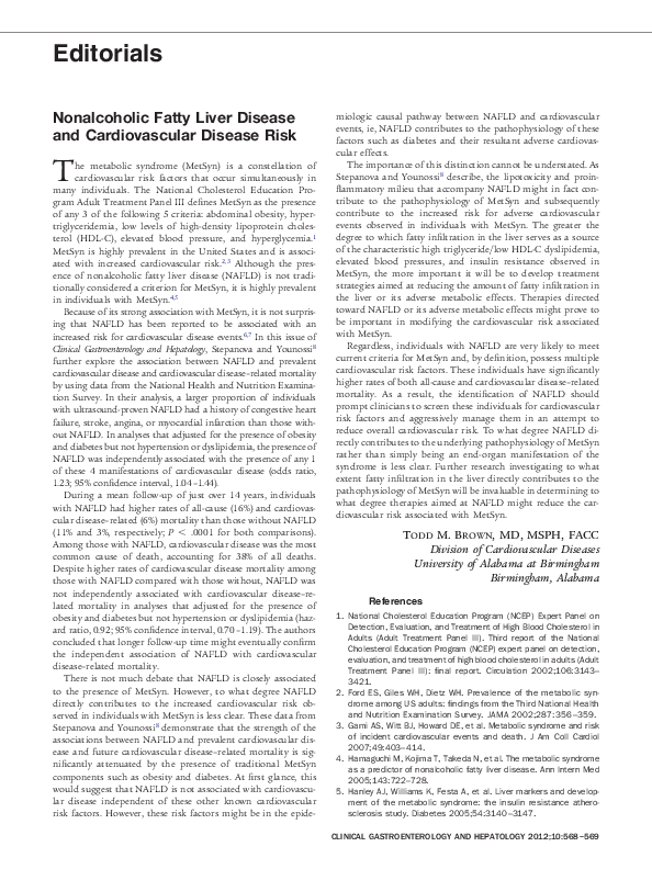 (PDF) Nonalcoholic Fatty Liver Disease and Cardiovascular Disease ...
