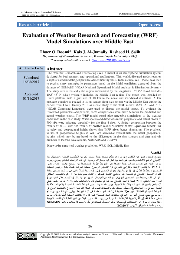 (PDF) Evaluation of the Weather Research and Forecasting Mesoscale ...