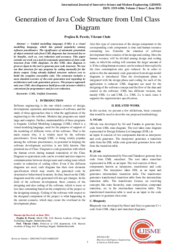 (PDF) Generation of Java Code Structure from Uml Class Diagram