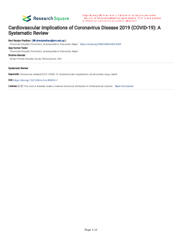 (PDF) Cardiovascular Implications of Coronavirus Disease 2019 (COVID-19 ...