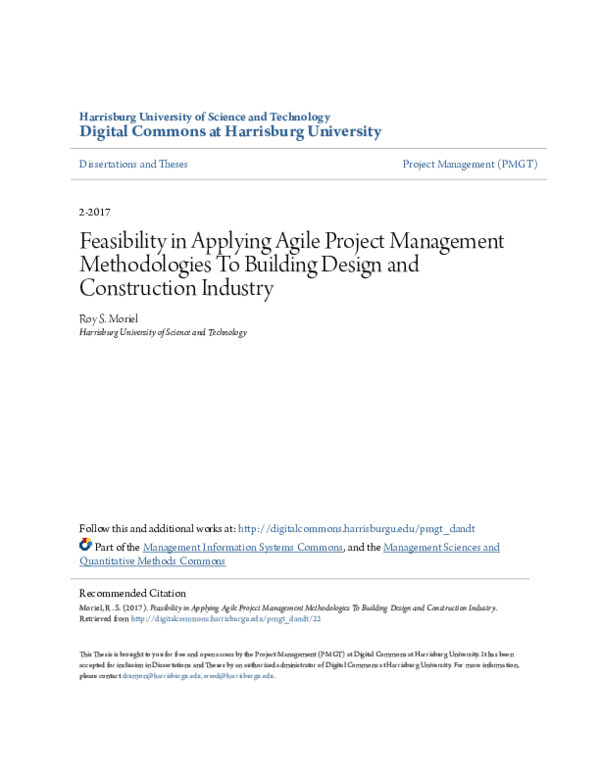 (PDF) Feasibility in Applying Agile Project Management Methodologies To ...