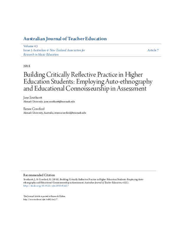 (PDF) Building Critically Reflective Practice in Higher Education ...