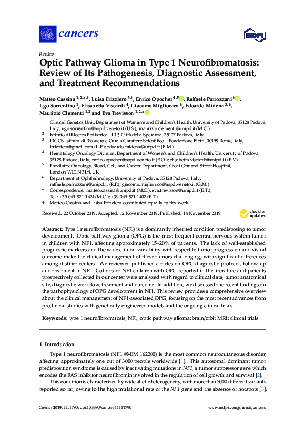 (PDF) Optic Pathway Glioma in Type 1 Neurofibromatosis: Review of Its ...