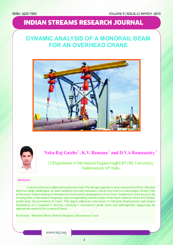 (PDF) Dynamic Analysis of a Monorail Beam for an Overhead Crane