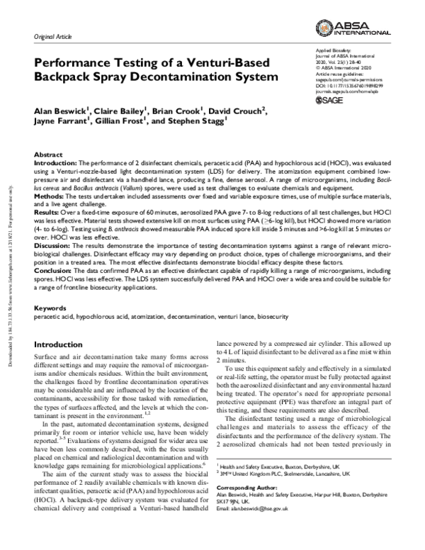 (PDF) Performance Testing of a Venturi-Based Backpack Spray ...