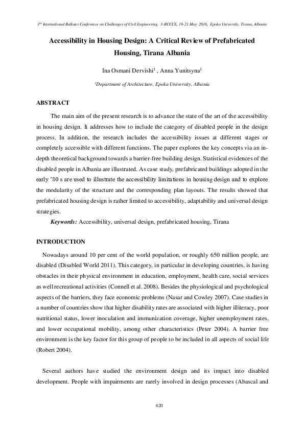 (PDF) Accessibility in Housing Design: A Critical Review of ...