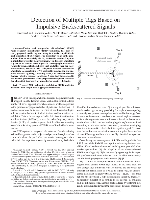 (PDF) Detection of Multiple Tags Based on Impulsive Backscattered Signals
