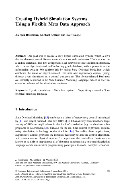 (PDF) Creating Hybrid Simulation Systems Using a Flexible Meta Data ...