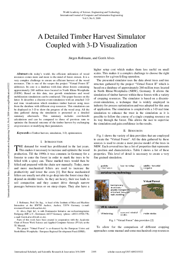 (PDF) A Detailed Timber Harvest Simulator Coupled With 3-D Visualization