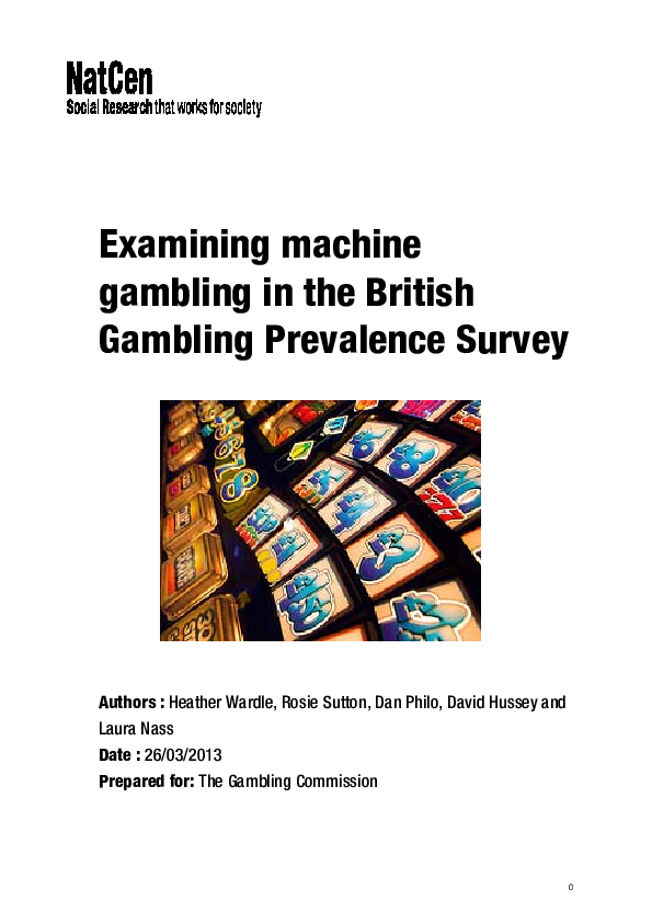 (PDF) Examining machine gambling in the British Gambling Prevalence Survey