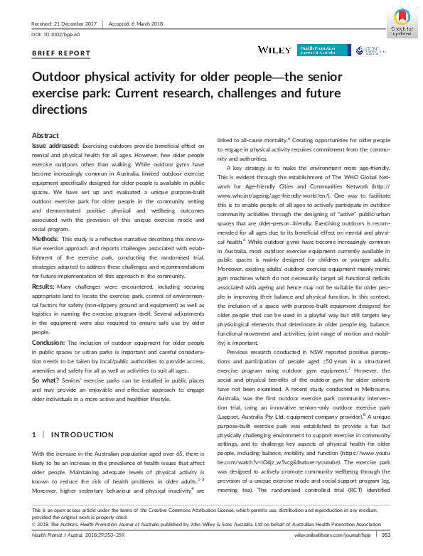 (PDF) Outdoor physical activity for older people-the senior exercise ...