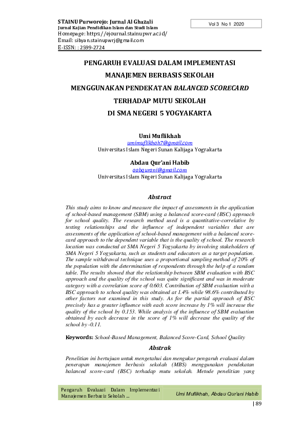 (PDF) Pengaruh Evaluasi Dalam Implementasi Manajemen Berbasis Sekolah ...