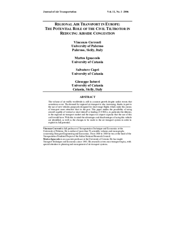 (PDF) Regional air transport in Europe: the potential role of the civil ...