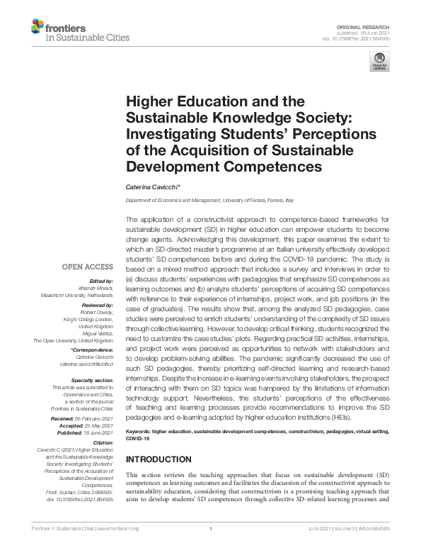 (PDF) Higher Education and the Sustainable Knowledge Society ...