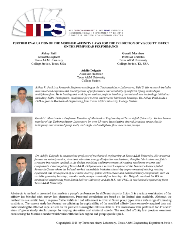 (PDF) Further Evaluation of the Modified Affinity Laws for the ...