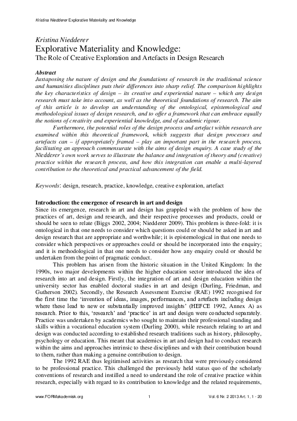 (PDF) Explorative Materiality and Knowledge. The Role of Creative ...