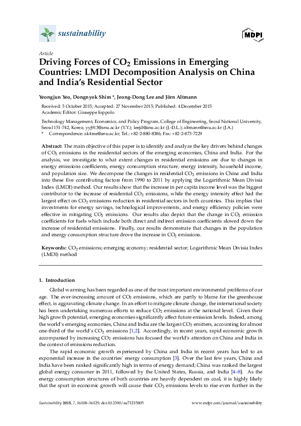 (PDF) Driving Forces of CO2 Emissions in Emerging Countries: LMDI ...
