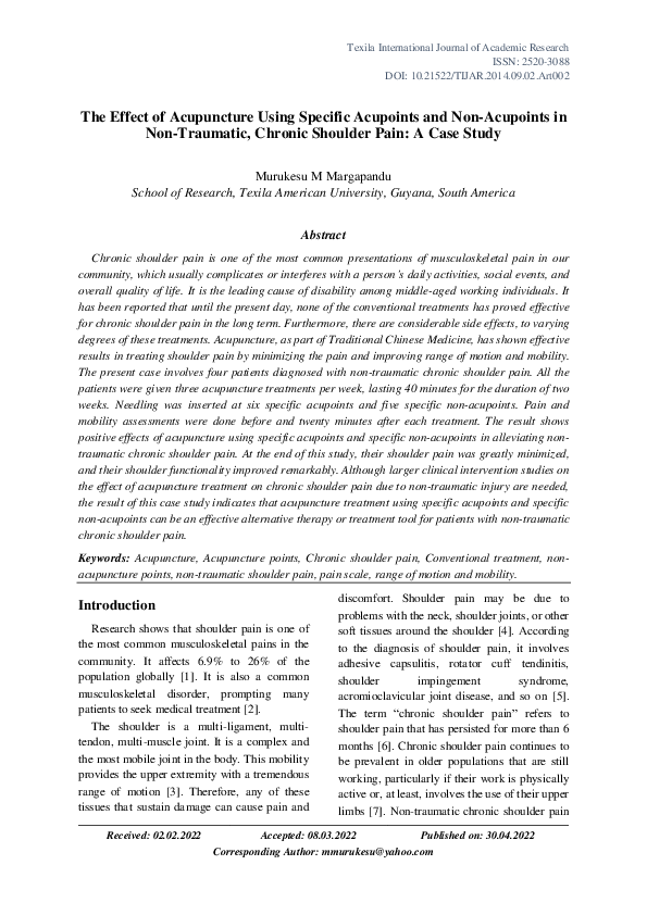 (PDF) The Effect of Acupuncture Using Specific Acupoints and Non ...