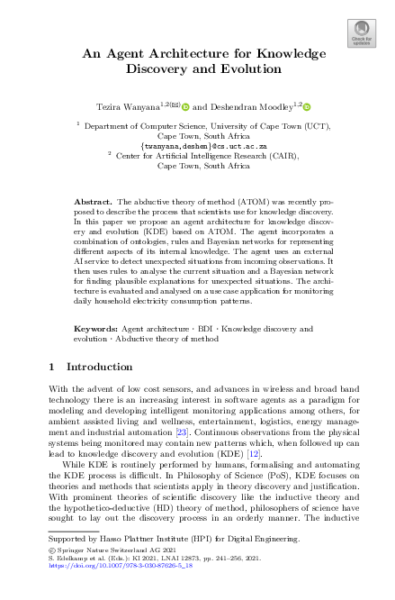 (PDF) An Agent Architecture for Knowledge Discovery and Evolution