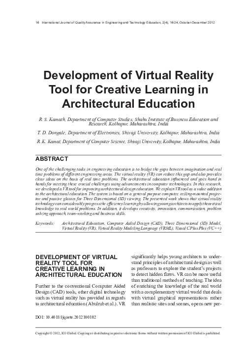 (PDF) Development of Virtual Reality Tool for Creative Learning in ...