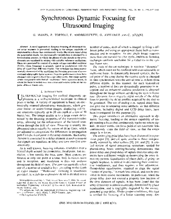 (PDF) Synchronous dynamic focusing for ultrasound imaging