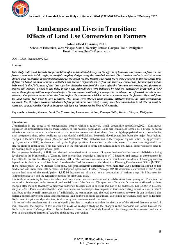 (PDF) Landscapes and Lives in Transition: Effects of Land Use ...